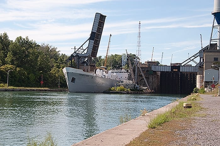 Ship leaving Welland Canal Lock 4