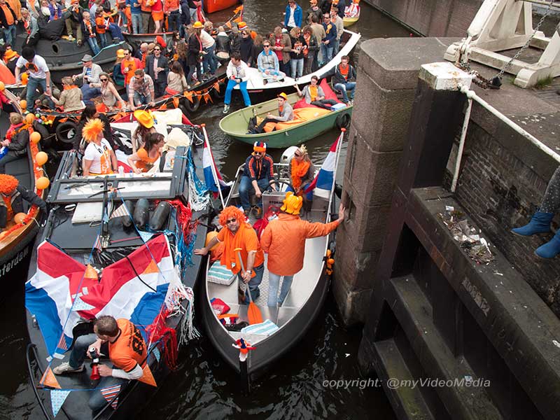 Boats at Koninginnedag Amsterdam