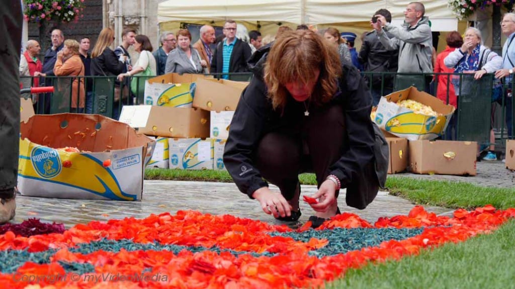 Freiwillige Organisatoren Blumenteppich 
