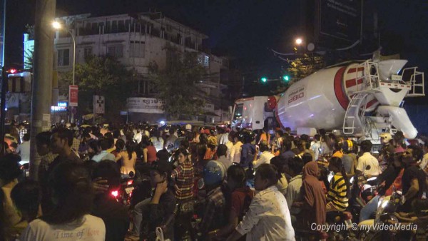Concrete Mixer in Traffic Jam