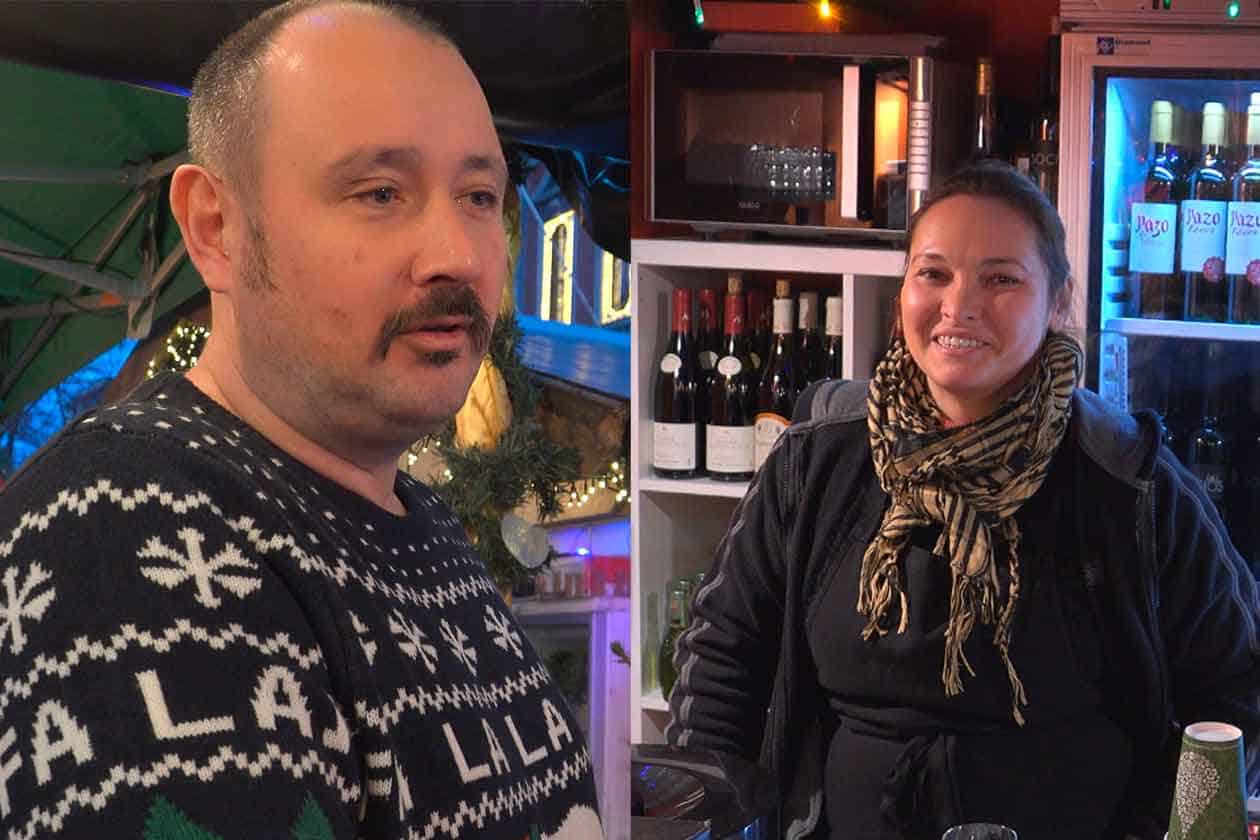 Nettes Ehepaar Weihnachtsmarkt Luettich