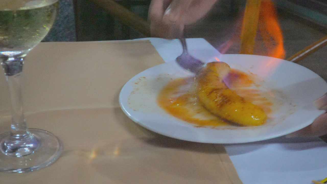 banana flambéed with Grogue